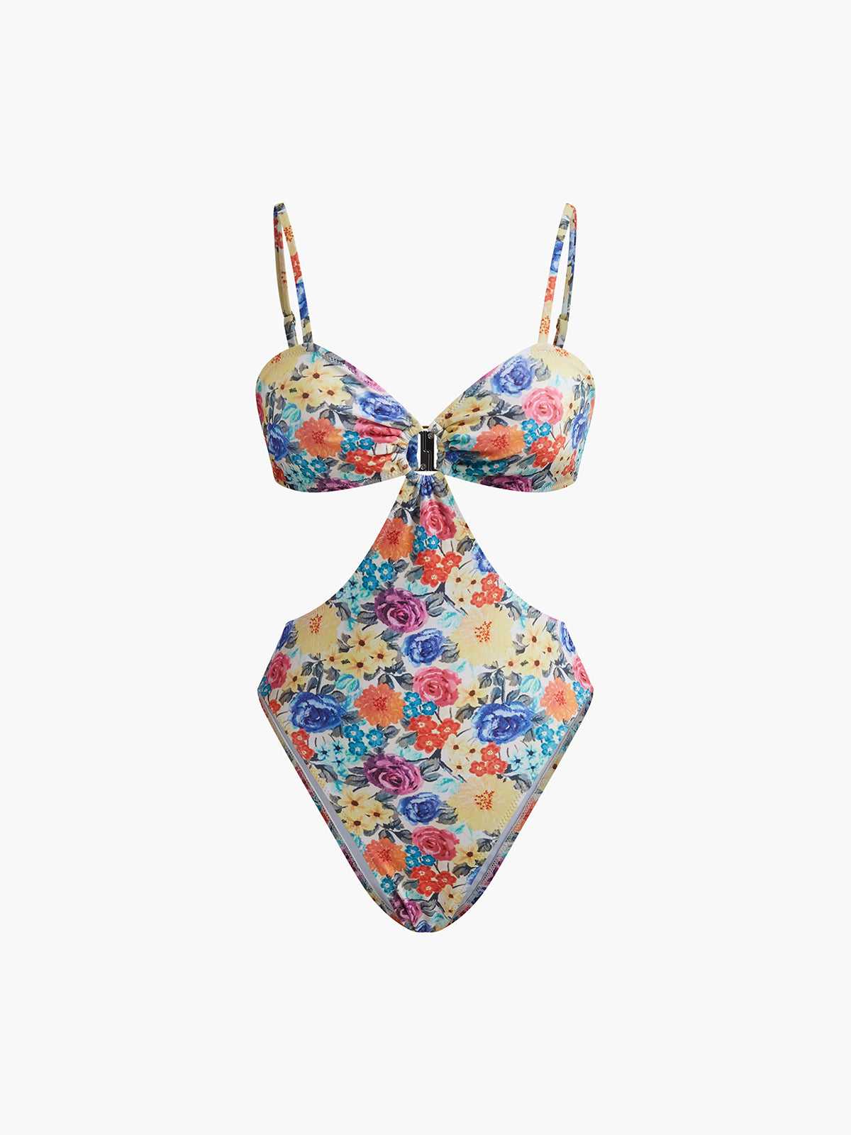 Floral Adjustable Strap One Piece Swimsuit